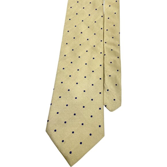 Brooks Brothers Makers Silk Tie Geometric Polka Dot Gold Blue - Picture 1 of 6